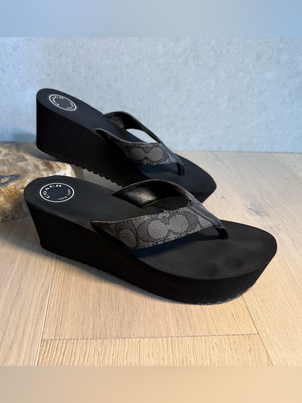 Coach Black Platform Wedge Sandals - Picture 3 of 9